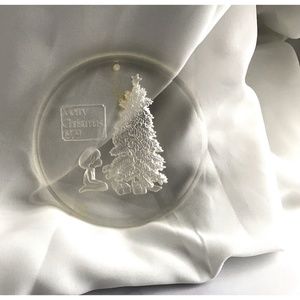 VTG 1979 Merry Christmas Tree Boy Clear Ornament